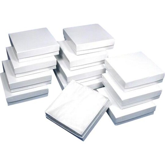 Cotton Filled Jewelry Gift Boxes White 5/8